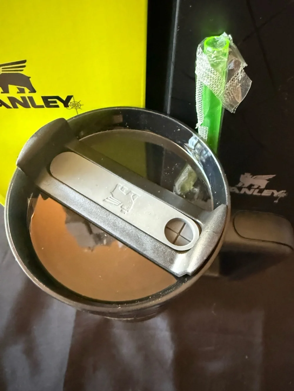 New Stanley 40oz Black Neon Green Spider Web Special with Neon Green Straw - Picture 6 of 12